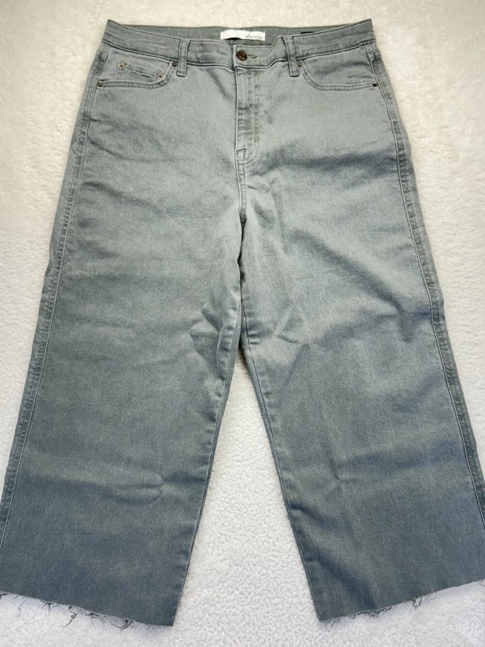 Ella Moss High Rise Wide Leg Cropped White Jeans Women's Junior 32 Casual Preppy